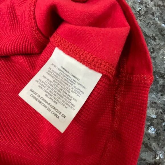 Jordan Brand Red Crewneck thermal Henley 
 Large Jumpman Logo Ribbed Knit Cotton - Picture 7 of 8